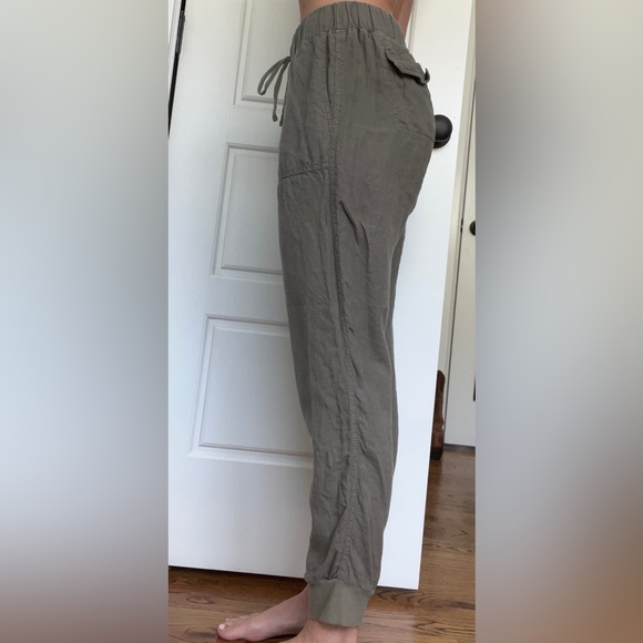 Grey/Green Jogger-Style Linen Pants - Picture 5 of 8